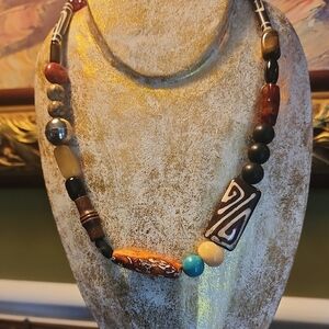 Artisan Beaded Necklace with Earthy Tones